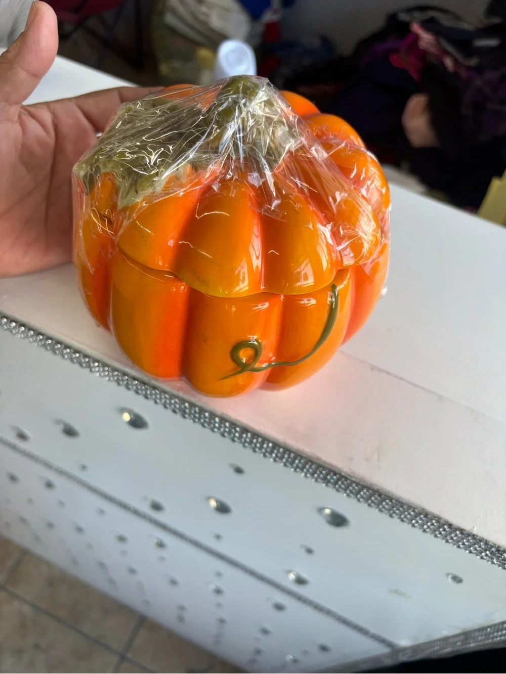 Decorative Orange Ceramic Pumpkin Food Storage Jar